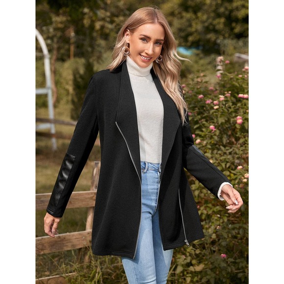 WILA Jackets & Blazers - Shawl Neck Zip Front pea coat peacoat black